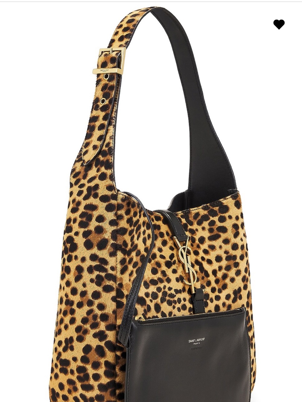 Saint Laurent Leopard-Print Shoulder Bag in Brown and Black - Picture 5 of 5